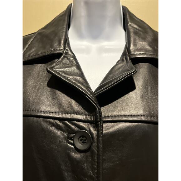 Leonardo Black 100% Leather Lined Button Jacket Made Canada Sz S/P - Picture 4 of 10
